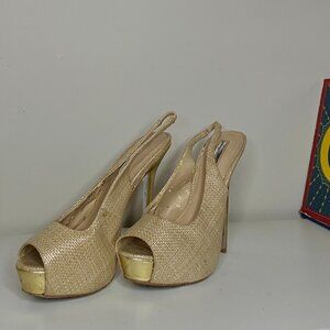 H by Halston Gold Toe Strappy Sandals